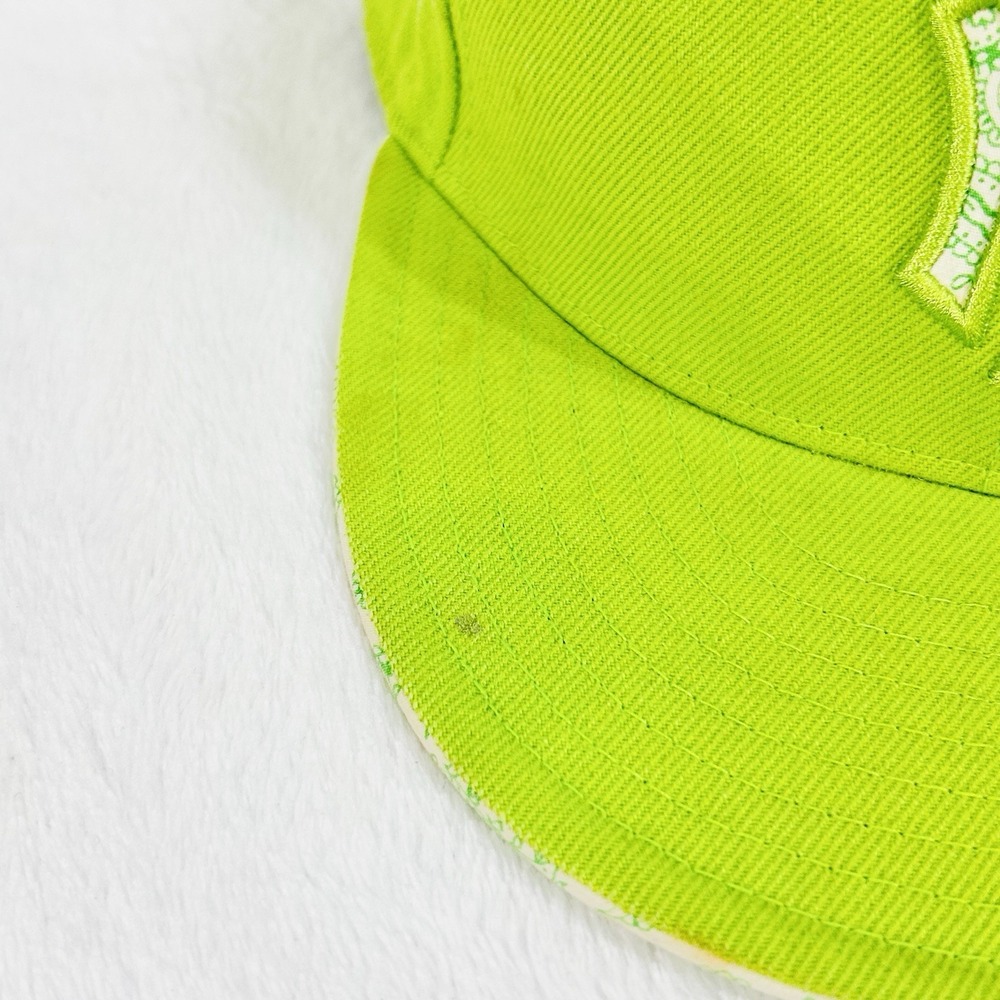 New York Yankees Mitchell & Ness Lime Green Fitted Hat Cap 7 7/8 MLB Baseball - Picture 5 of 8